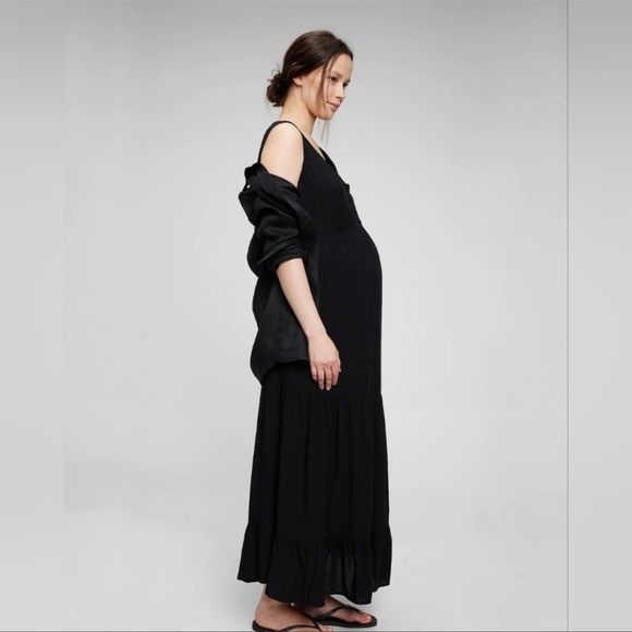 🆕 Maternity & Postpartum Maxi Tank Black Size Dress - Picture 3 of 5